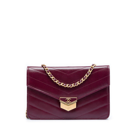 Chanel Chevron Calfskin Medal Wallet On Chain
