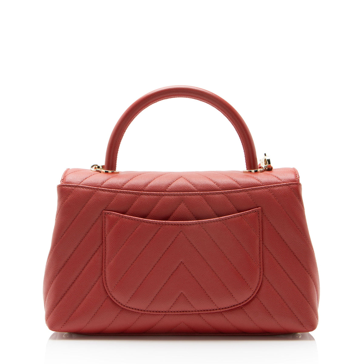 Chanel Chevron Caviar Leather Coco Top Handle Large Flap Bag