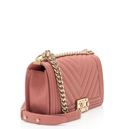 Chanel Chevron Caviar Leather Old Medium Boy Bag
