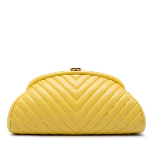 Chanel Chevron Lambskin Kisslock Clutch