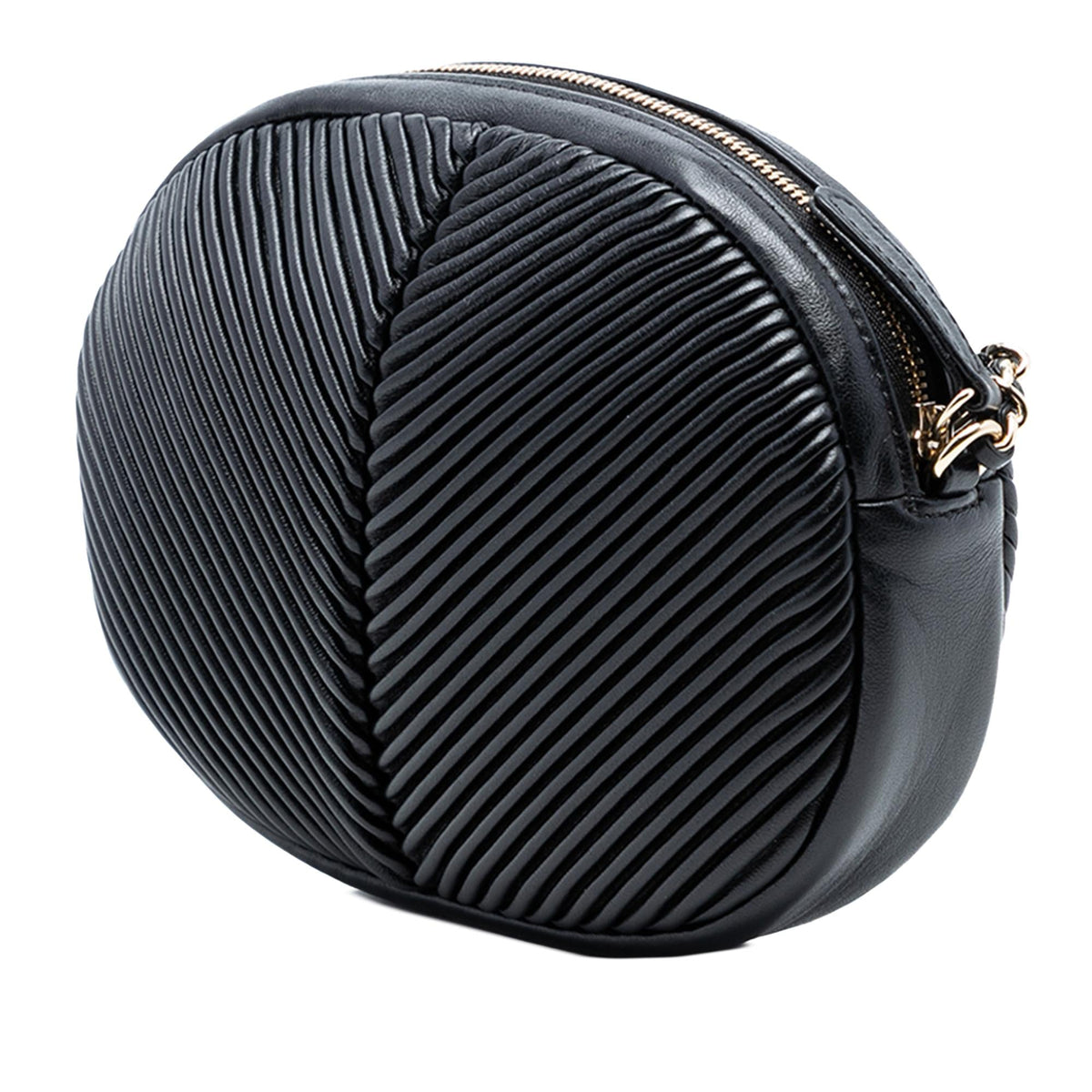 Chanel Chevron Lambskin Pleated Oval Camera Bag