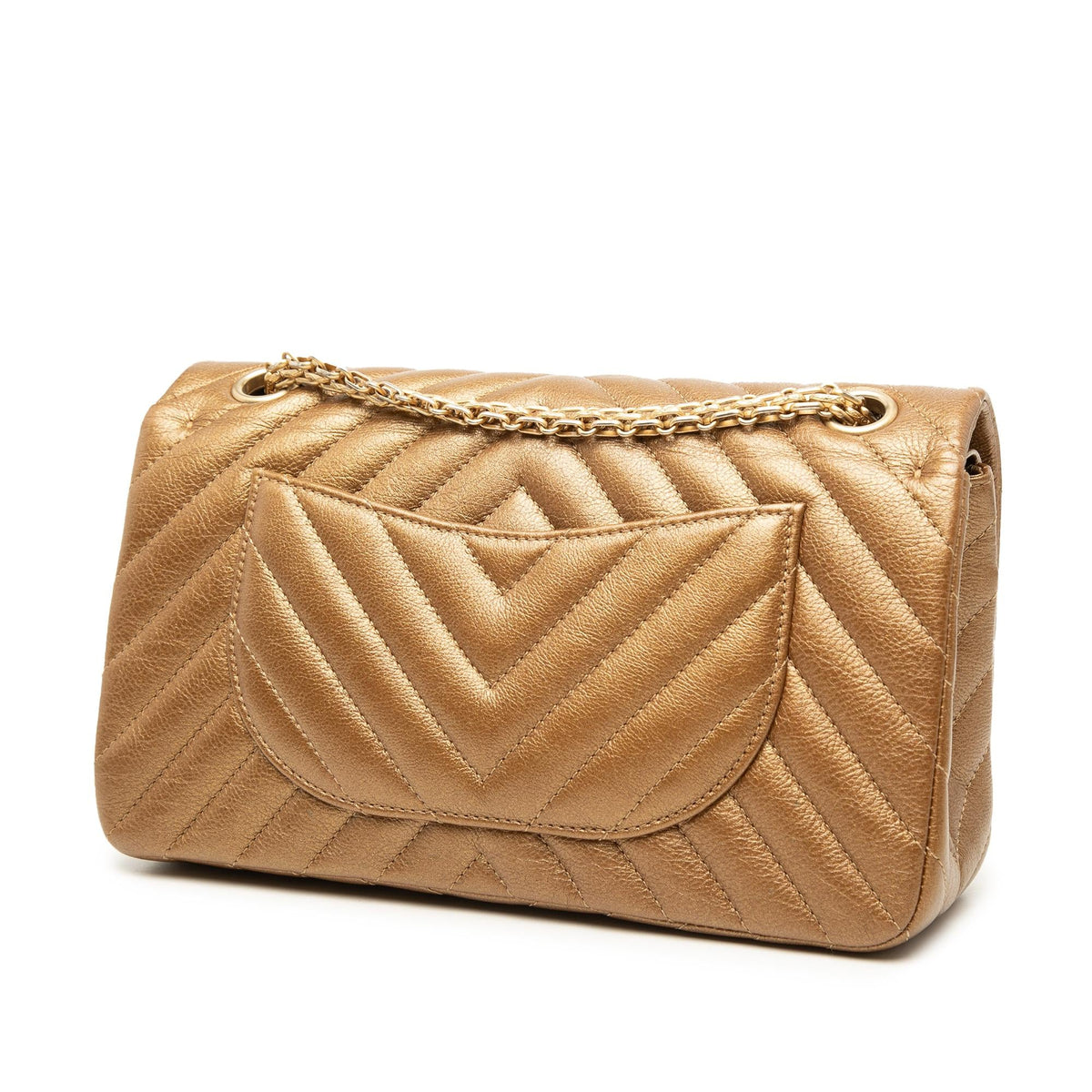 Chanel Chevron Metallic Aged Calfskin Reissue 2.55 Double Flap 225