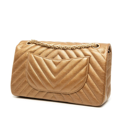 Chanel Chevron Metallic Aged Calfskin Reissue 2.55 Double Flap 225
