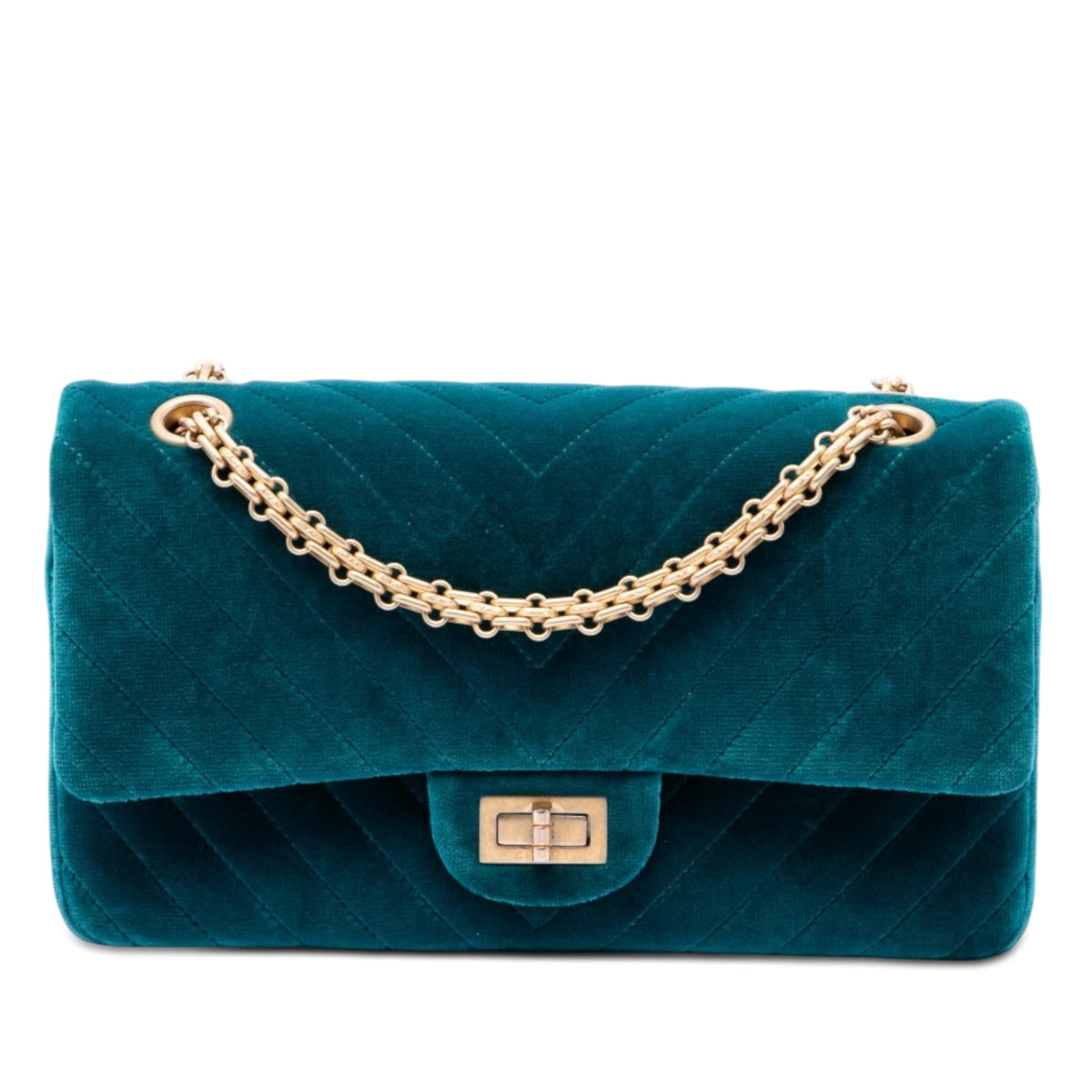 Chanel Chevron Velvet Reissue 2.55 Double Flap 225