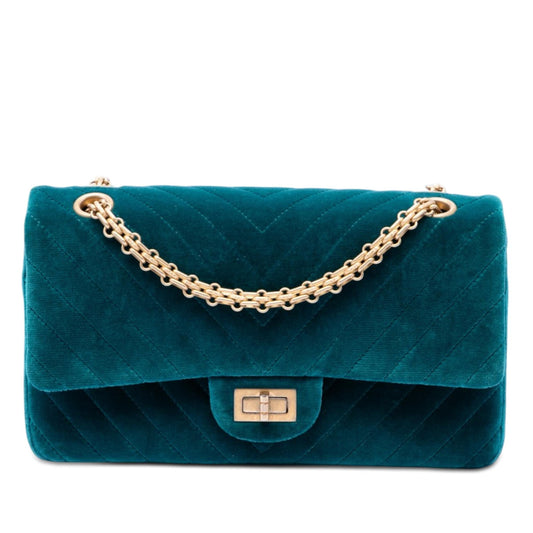 Chanel Chevron Velvet Reissue 2.55 Double Flap 225