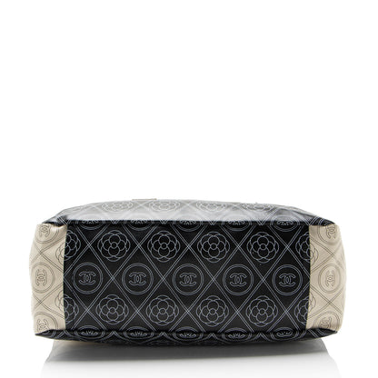 Chanel Coated Canvas Camellia Large Shopping Tote