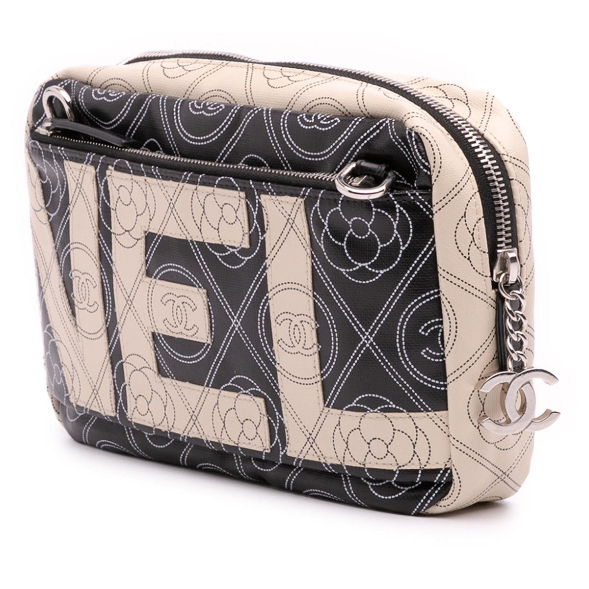 Chanel Coated Canvas Camellia Logo Camera Bag