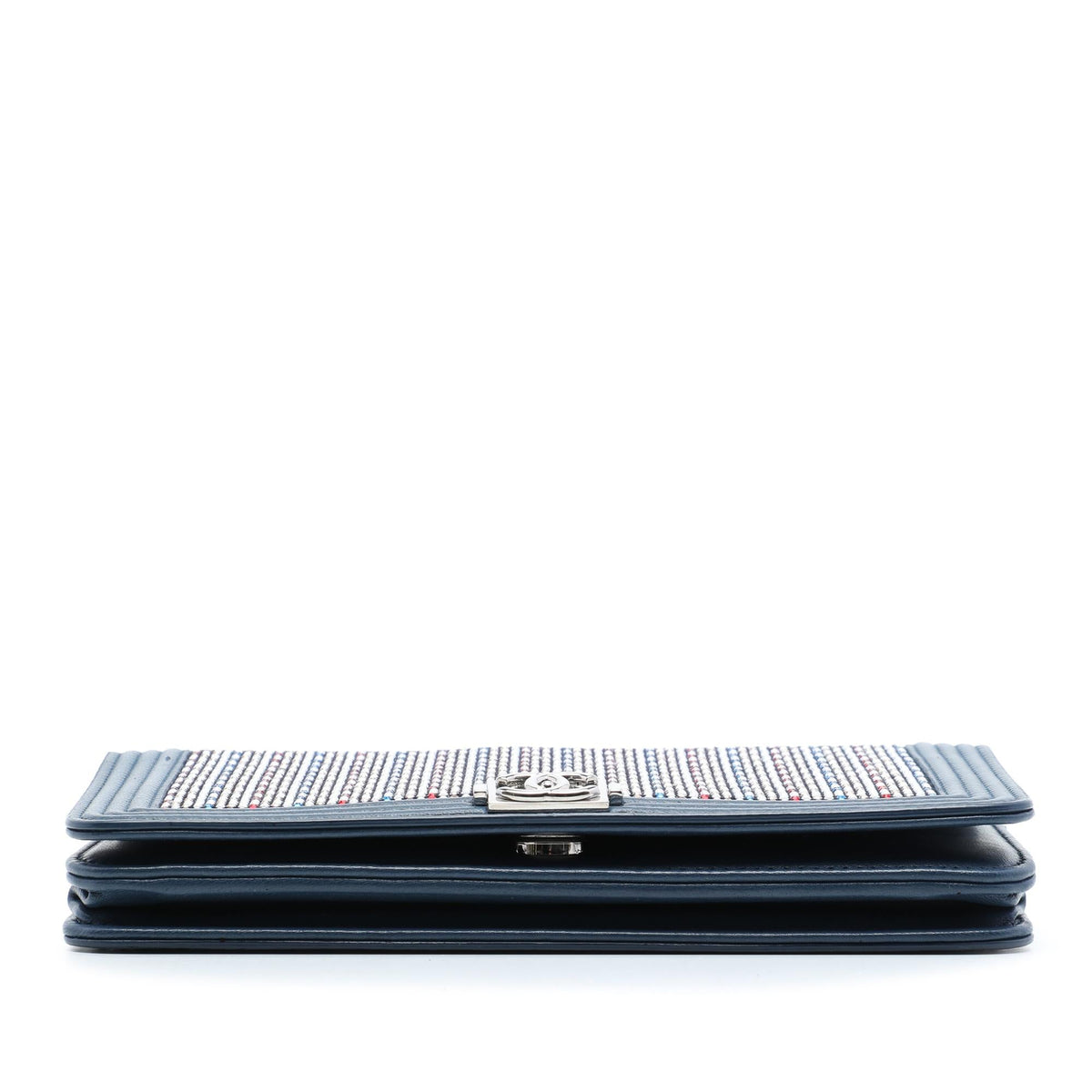 Chanel Crystal Embellished Lambskin Boy Wallet On Chain