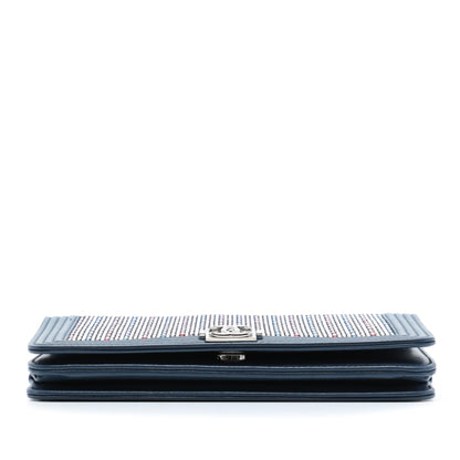 Chanel Crystal Embellished Lambskin Boy Wallet On Chain