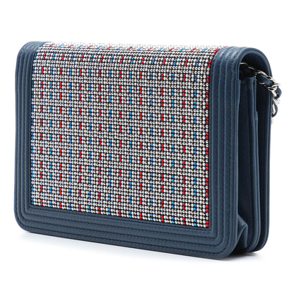 Chanel Crystal Embellished Lambskin Boy Wallet On Chain