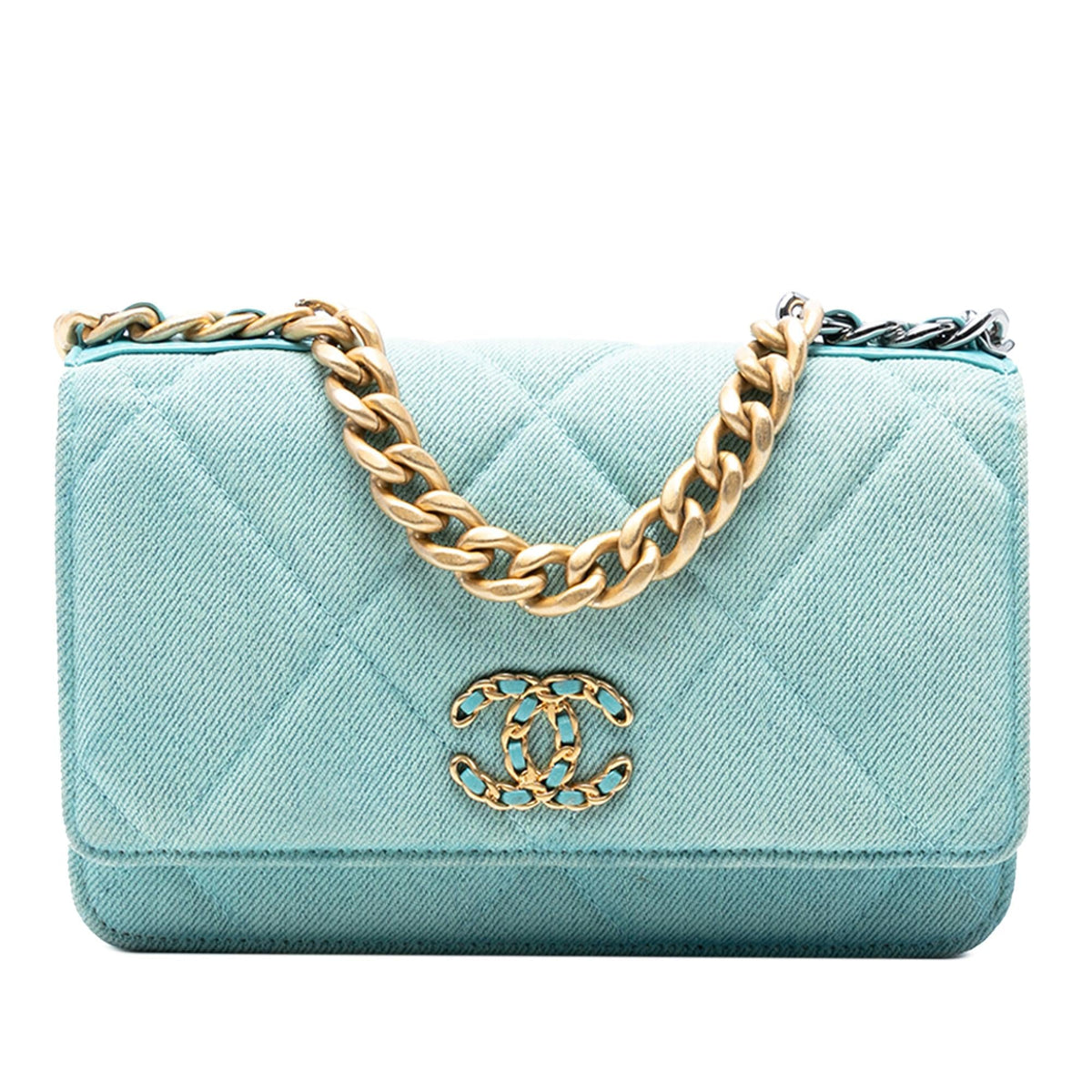 Chanel Denim 19 Flap Wallet On Chain