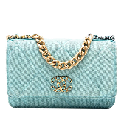 Chanel Denim 19 Flap Wallet On Chain