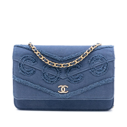 Chanel Denim Fringe Coco Wallet On Chain