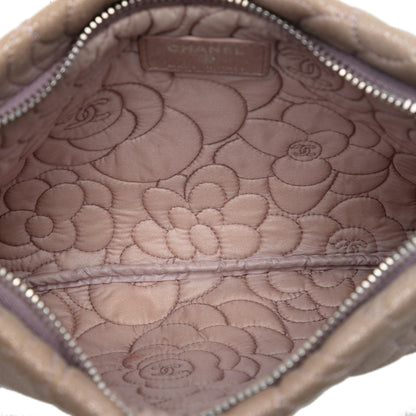 Chanel Embossed Metallic Lambskin Camellia Chain Pochette