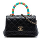 Chanel Extra Mini Quilted Lambskin Rainbow Coco Top Handle Bag