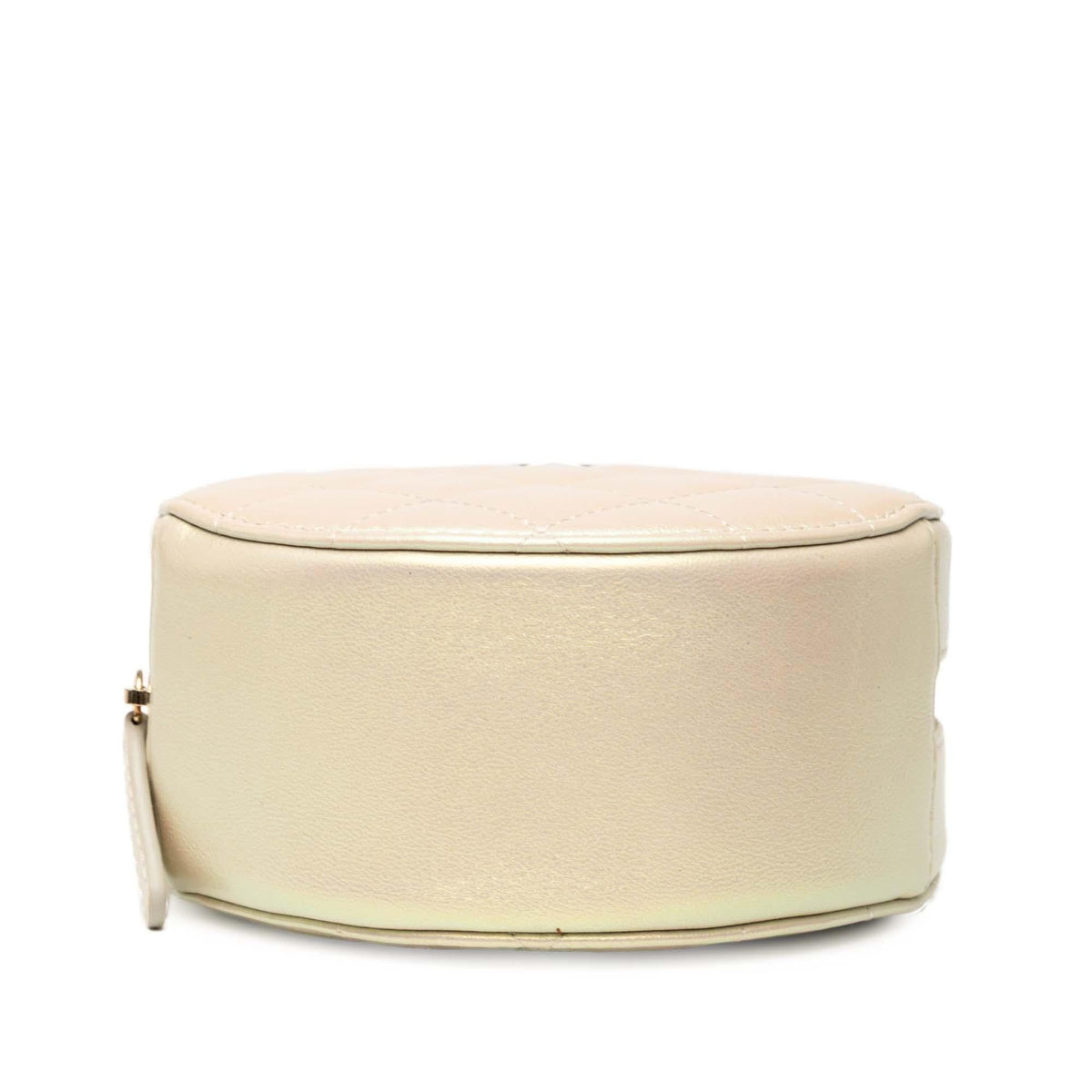 Chanel Iridescent Quilted Lambskin Round Clutch With Chain