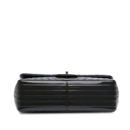 Chanel Jumbo Classic Chevron Patent Double Flap