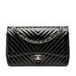 Chanel Jumbo Classic Chevron Patent Double Flap