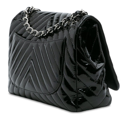 Chanel Jumbo Classic Chevron Patent Single Flap