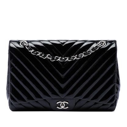 Chanel Jumbo Classic Chevron Patent Single Flap