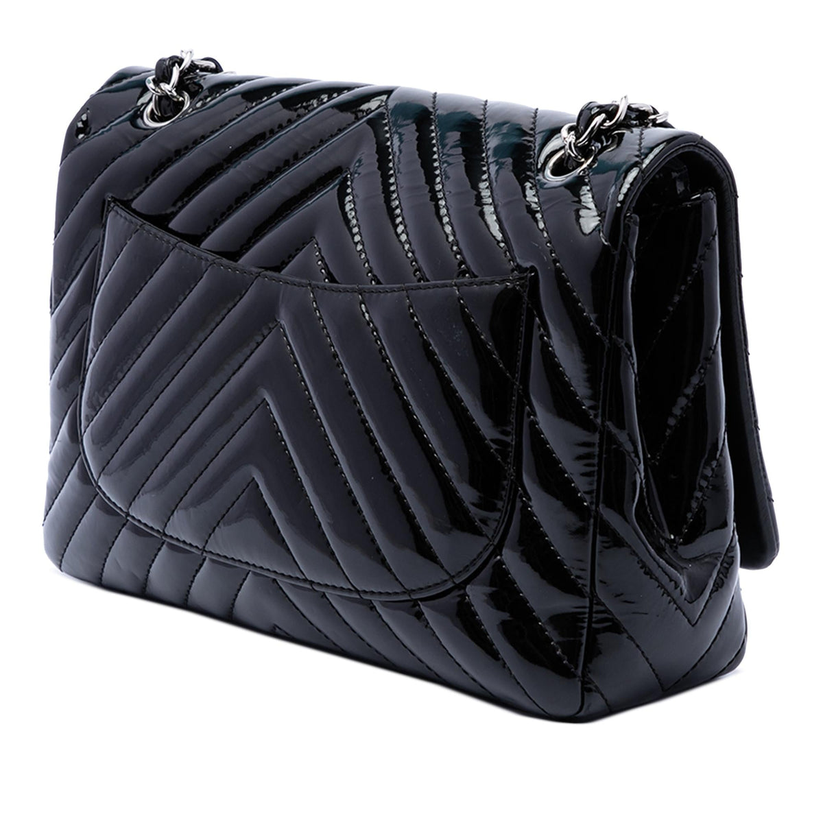 Chanel Jumbo Classic Chevron Patent Single Flap