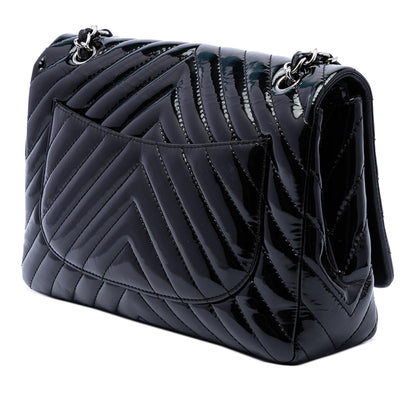 Chanel Jumbo Classic Chevron Patent Single Flap