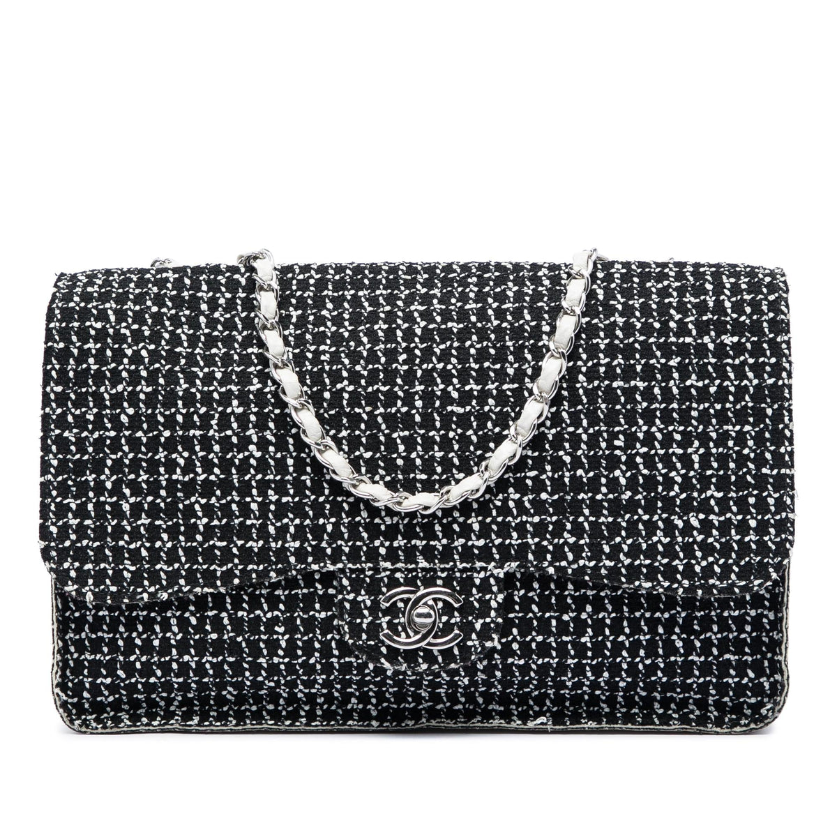 Chanel Jumbo Classic Tweed and Calfskin Single Flap