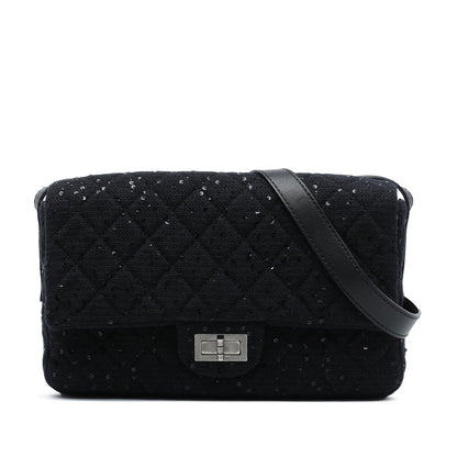 Chanel Jumbo Sequin Embellished Quilted Tweed Reissue 2.55 Messenger Flap