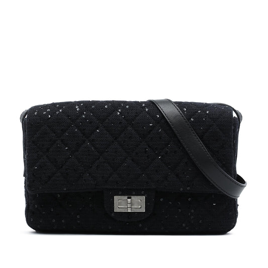 Chanel Jumbo Sequin Embellished Quilted Tweed Reissue 2.55 Messenger Flap