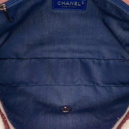 Chanel Jumbo Stripe Jersey Felt and Rope Flap
