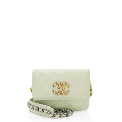 Chanel Lambskin 19 Flap Coin Purse on Chain