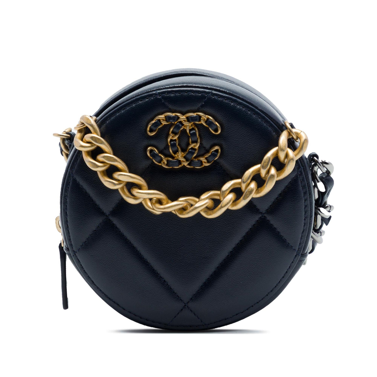 Chanel Lambskin 19 Round Clutch with Chain