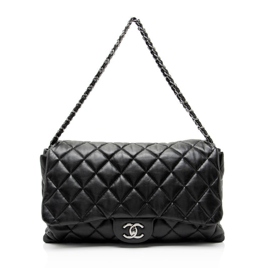 Chanel Lambskin 3 Accordion Maxi Flap Bag