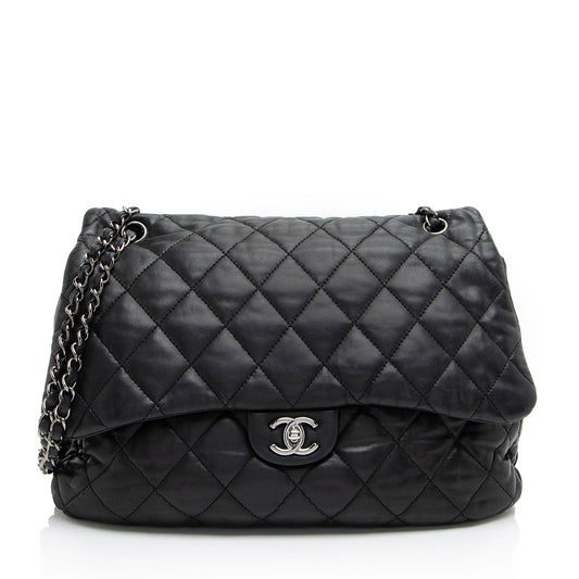 Chanel Lambskin 3 Accordion Maxi Flap Bag