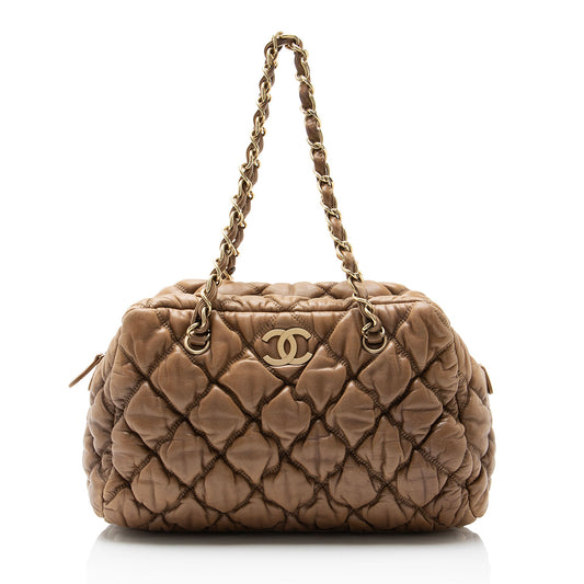 Chanel Lambskin Bubble Quilt Satchel