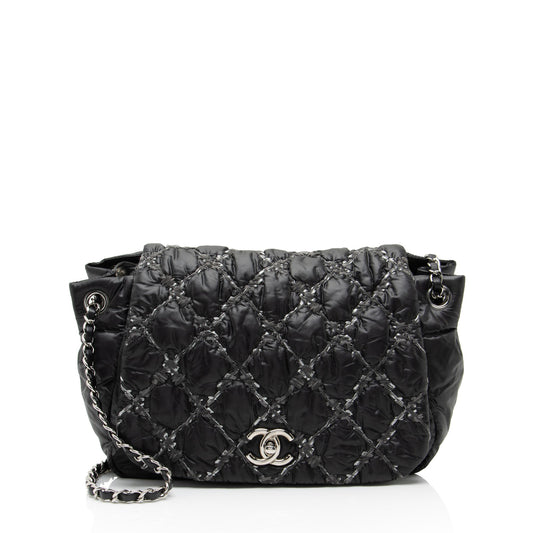 Chanel Lambskin Bubble Quilt Tweed Medium Flap Shoulder Bag