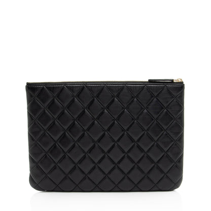 Chanel Lambskin Camellia Medium O-Case