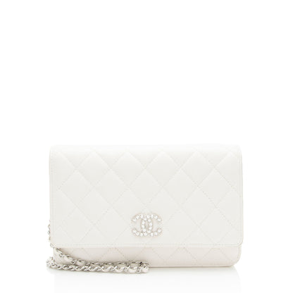 Chanel Lambskin Crystal CC Wallet on Chain