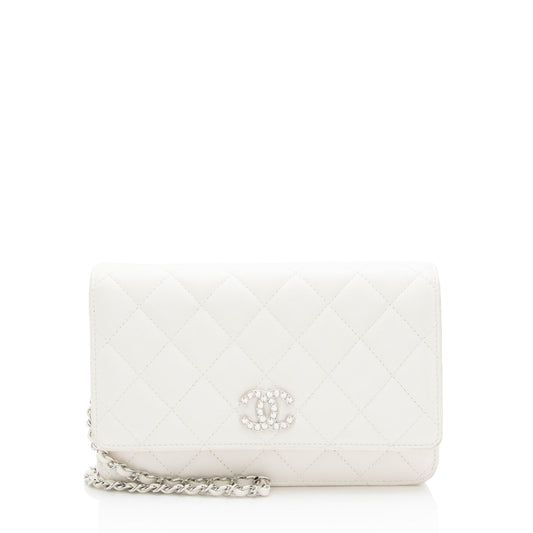 Chanel Lambskin Crystal CC Wallet on Chain