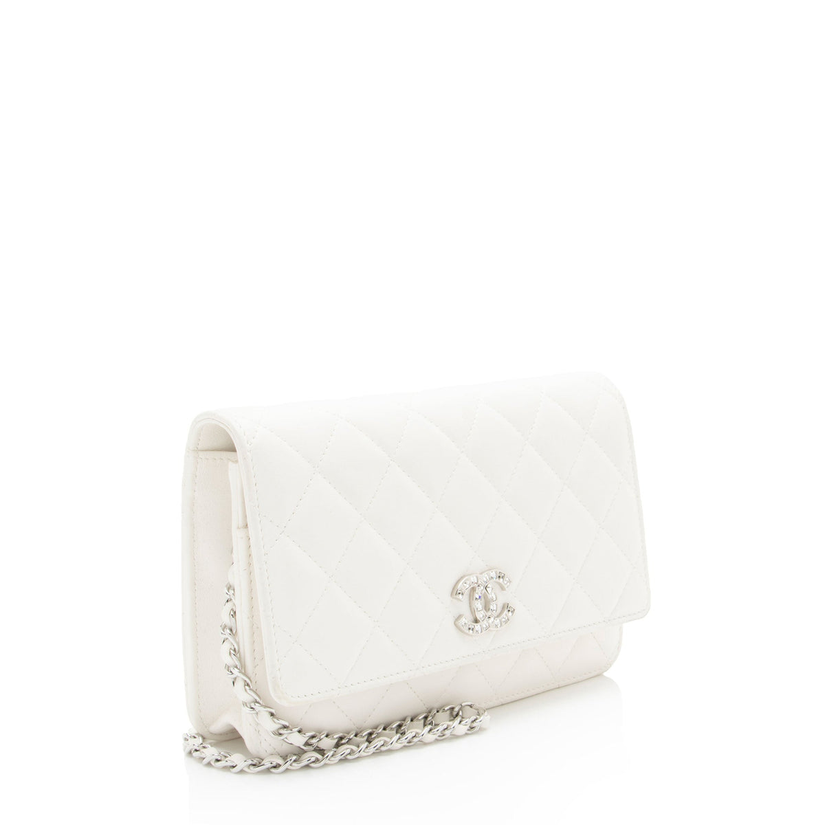 Chanel Lambskin Crystal CC Wallet on Chain