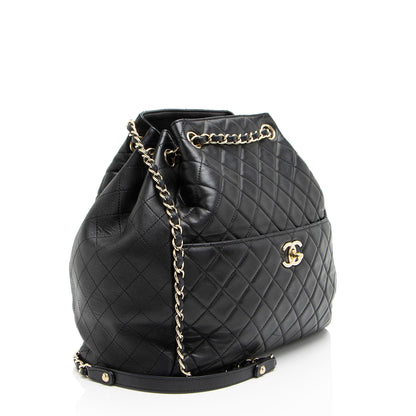 Chanel Lambskin Drawstring Bucket Bag