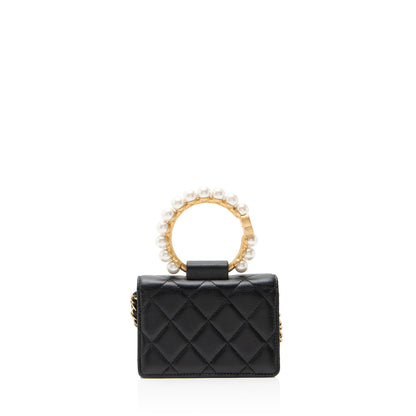 Chanel Lambskin Pearl Crown Clutch with Chain