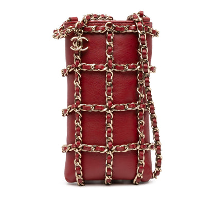 Chanel Lambskin Tech Me Out Clutch With Chain