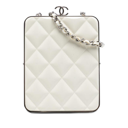 Chanel Lambskin and Acrylic Kiss Clutch with Chain