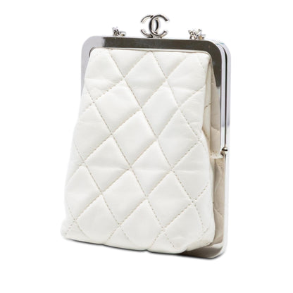 Chanel Lambskin and Acrylic Kiss Clutch with Chain