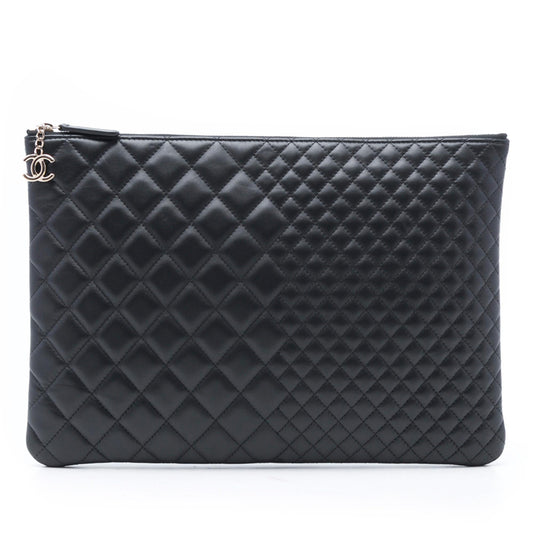 Chanel Large Bi Quilted Lambskin O Case Clutch