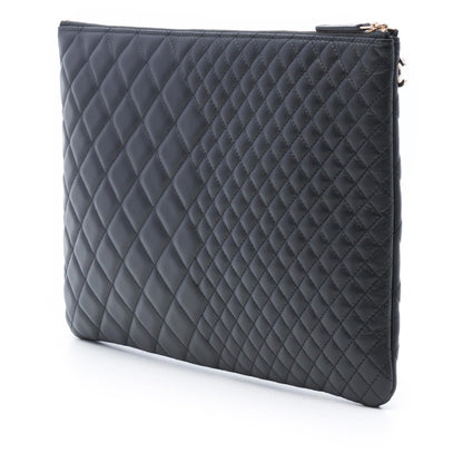 Chanel Large Bi Quilted Lambskin O Case Clutch
