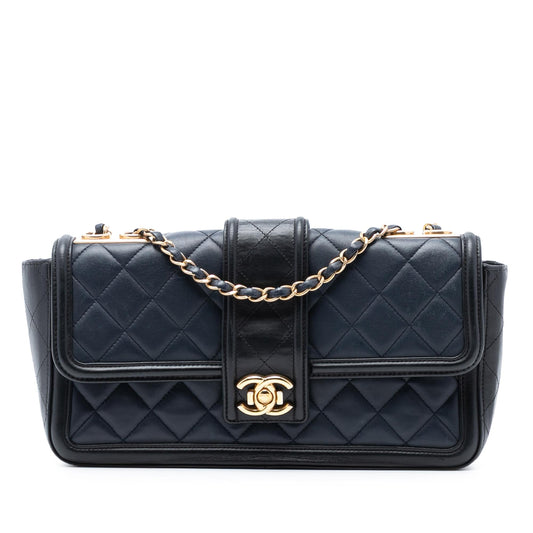 Chanel Large Bicolor Quilted Lambskin Elegant CC Flap