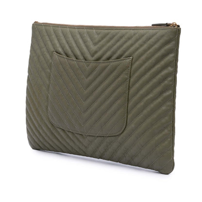 Chanel Large CC Chevron Calfskin O Case Clutch