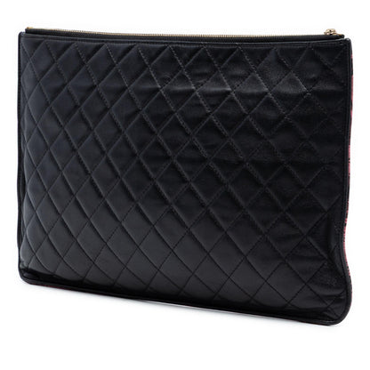 Chanel Large CC Quilted Calfskin Camellia Printed O Case Clutch